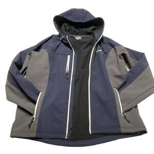Landway Men's Medium Navy/Gray Soft Shell Fleece Golf Jacket